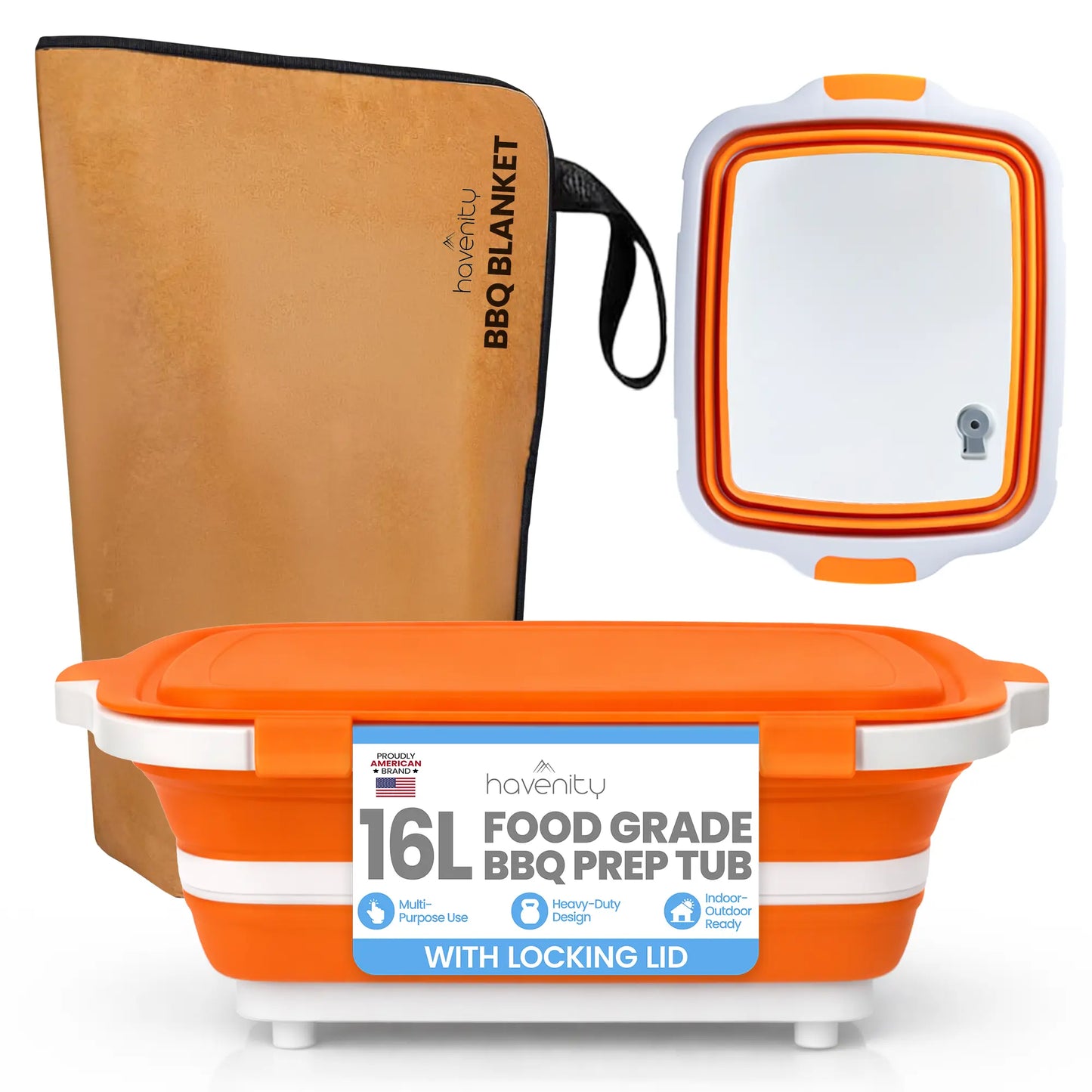 BBQ Prep Tub 16L – Collapsible Basin & Insulated Meat Resting Bag