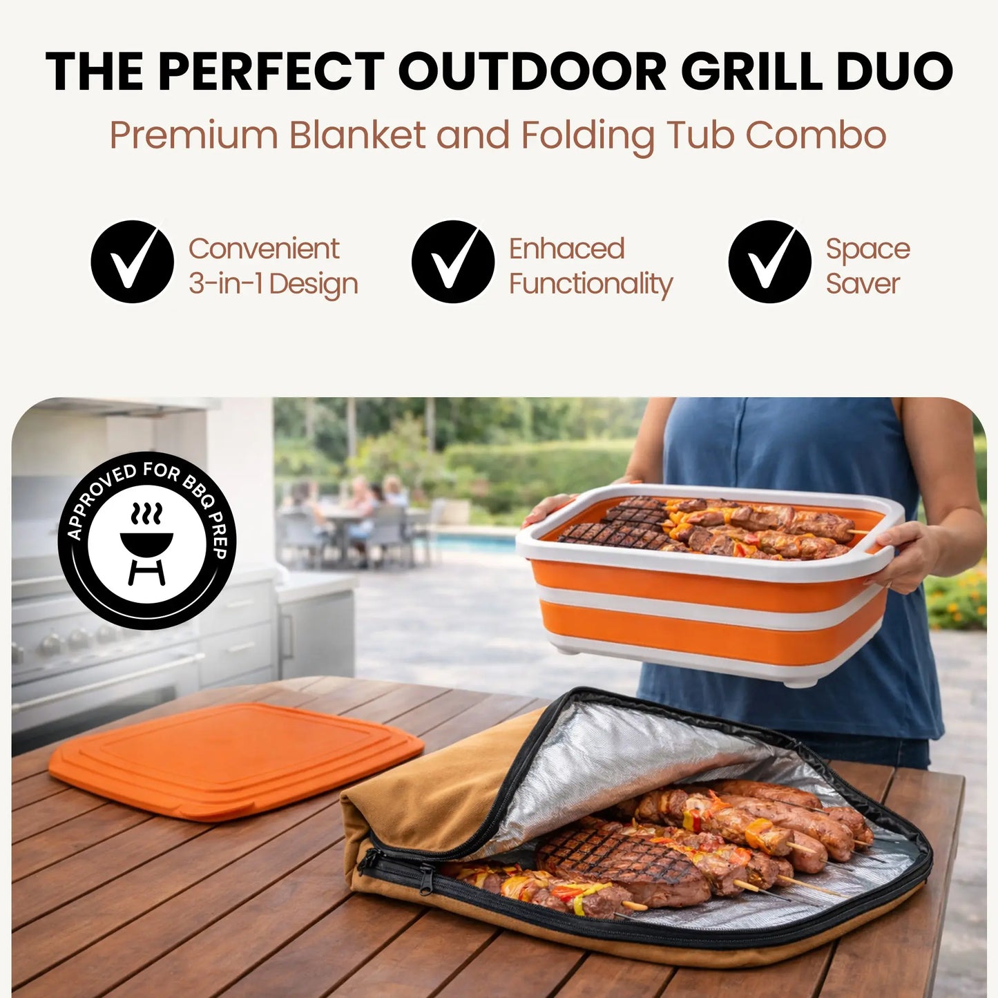 BBQ Prep Tub 16L – Collapsible Basin & Insulated Meat Resting Bag