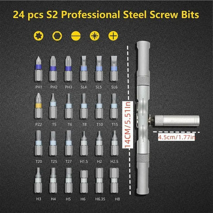 Magnetic Screwdriver Set | 24-in-1 Ratchet Tool Kit