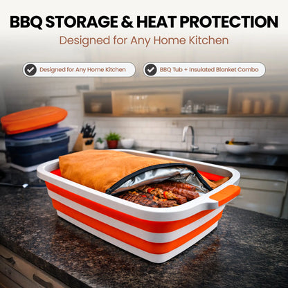 BBQ Prep Tub 16L – Collapsible Basin & Insulated Meat Resting Bag