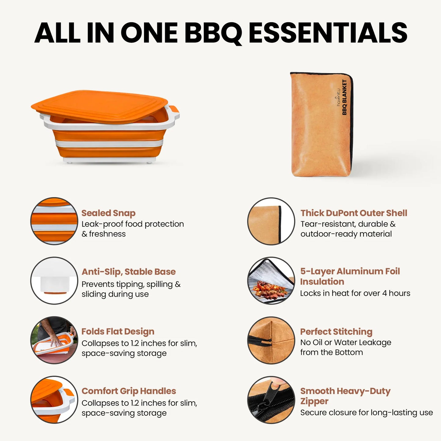 BBQ Prep Tub 16L – Collapsible Basin & Insulated Meat Resting Bag