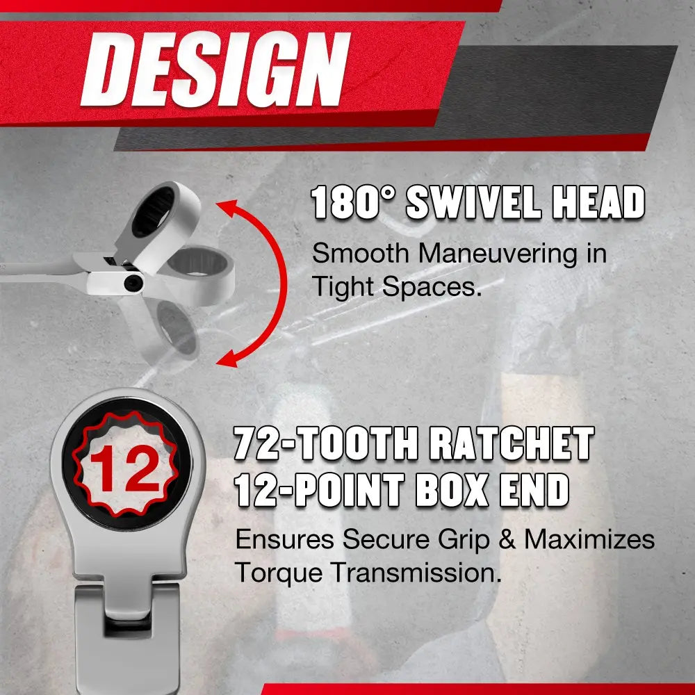 16-Piece Flex-Head Ratcheting Wrench Set | Metric 6-24mm