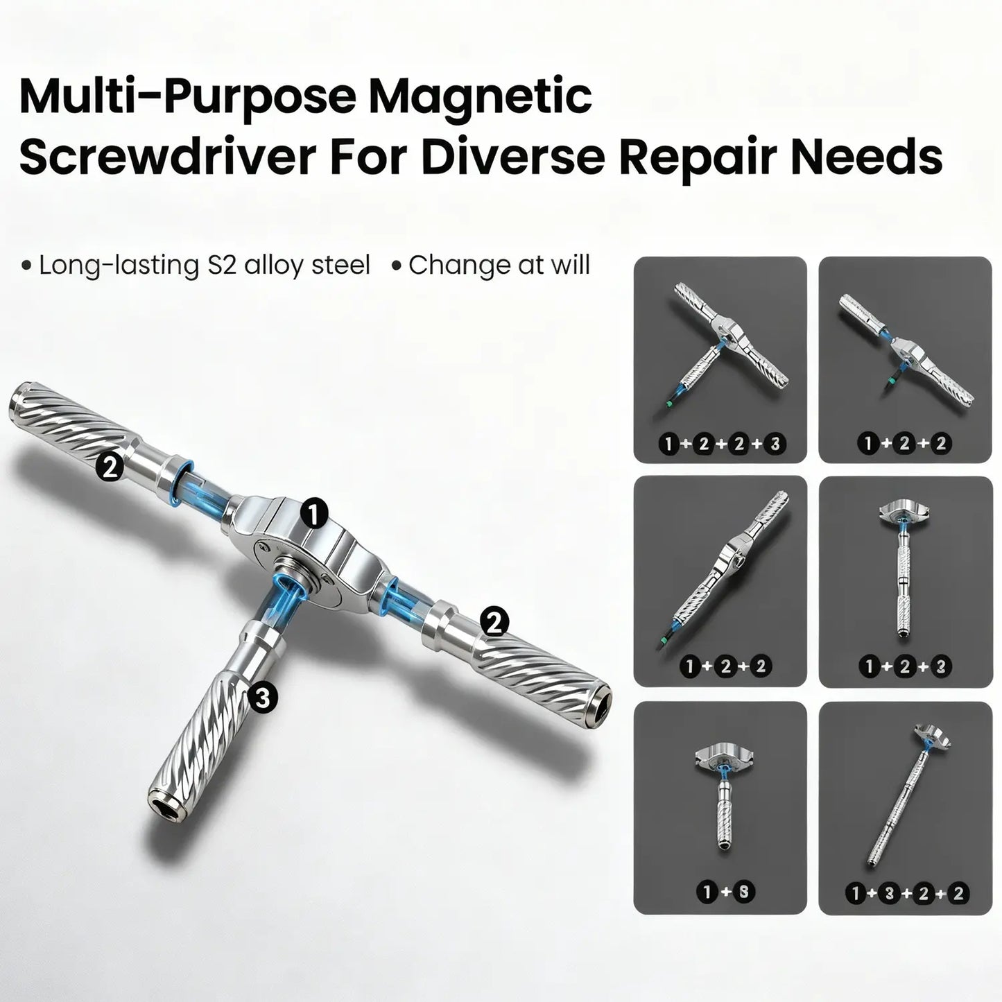 VMAN 100-in-1 Magnetic Ratchet Screwdriver Set, 1pc S2 Steel Bits, Flexible Shaft Work Tools for Furniture Assembly, Precision Electrical Appliance Repair